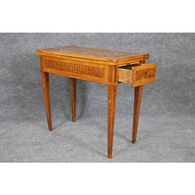 Brown Rare Italian Inlaid 18th Century Olivewood and Rosewood Games Table Circa 1780 For Sale - Image 8 of 12