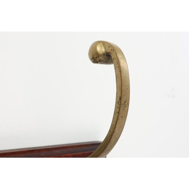 Art Nouveau Coat Rack in Brass and Oak, France, 1900s For Sale - Image 4 of 10
