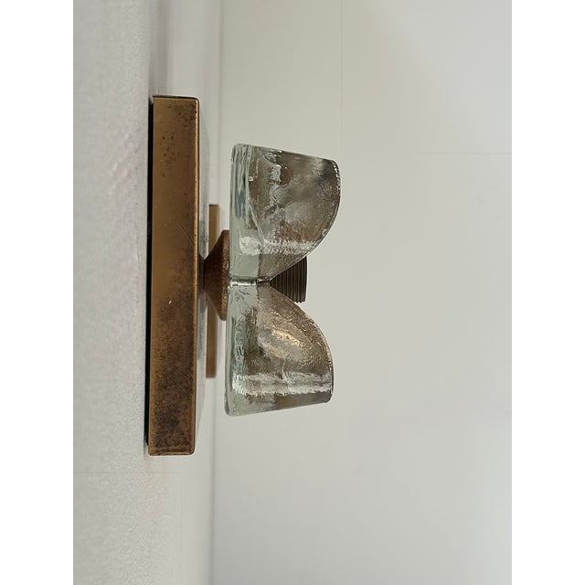 Metal Brass and Glass Floral Motif Wall Sconces, Germany, 1970s, Set of 2 For Sale - Image 7 of 8