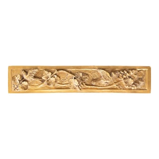 Mid-Century Italian Giltwood Carved Birds Grapevine Wall Plaque Architectural Element For Sale