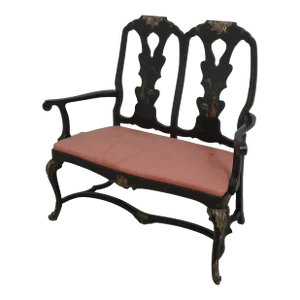 Chinoiserie Decorated Vintage Double Back Settee