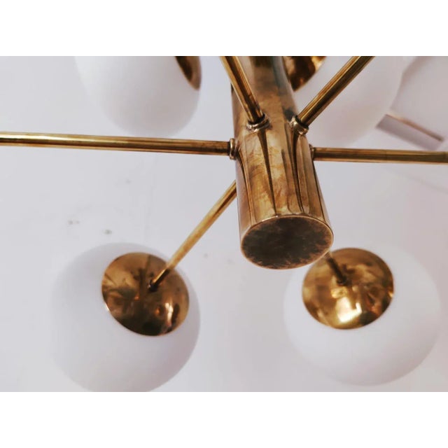 Brass Sputnik 9-Light Ceiling Lamp For Sale - Image 6 of 18