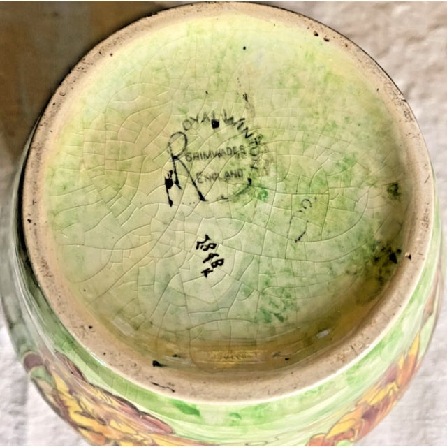 Antique 1930s Royal Winton Grimwades England Hand-Painted Floral Art Pottery Vase For Sale - Image 6 of 6