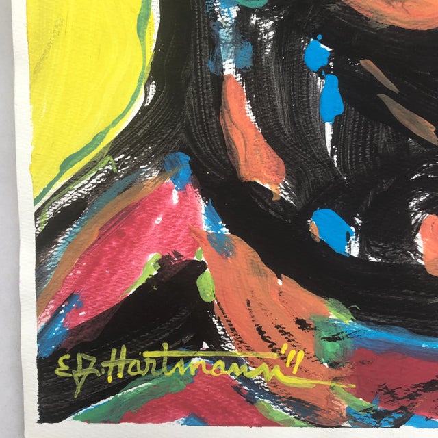 Contemporary Original Contemporary Abstract Pop Art Portrait Painting Signed For Sale - Image 3 of 5