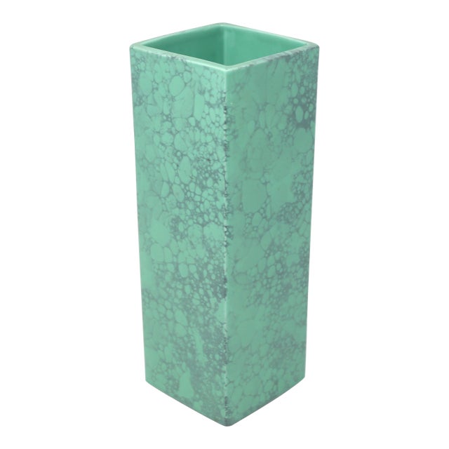 Vintage 12-Inch Verdigris Finish Ceramic Vase For Sale