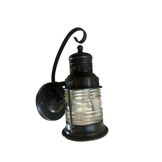 1930s Circa 1939’s Outdoor Porch Lantern With Original Bronze Patina For Sale - Image 5 of 5
