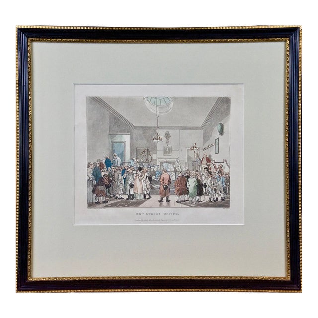 Bow Street Office: An Original 19th C. Hand-Colored Engraving by Thomas Rowlandson From Microcosm of London, 1808 For Sale