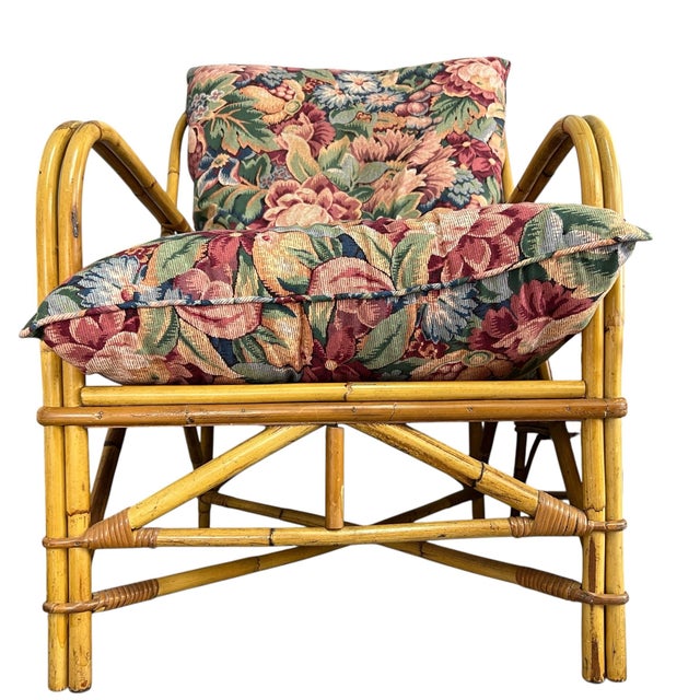 Vintage Bent Bamboo Lounge Chairs and Ottoman For Sale In New York - Image 6 of 11