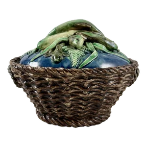 Victor Barbizet French Palissy Basket of Fish Covered Terrine, Circa 1875
