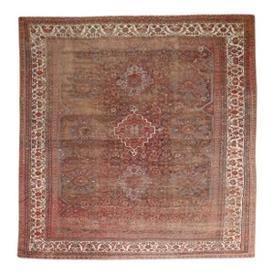 Zabihi Collection Worn Persian Large Square Tribal Shiraz Rug