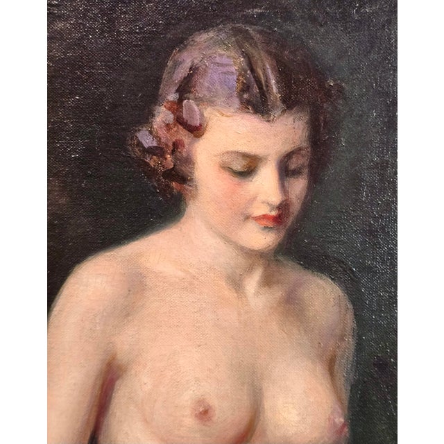 Alfred Georges Hoën 1920s French Academic Oil Painting of a Nude Bather For Sale - Image 9 of 13