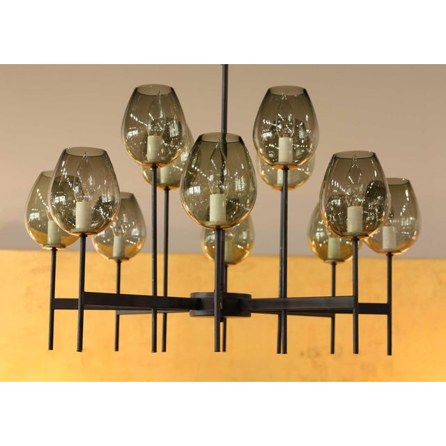 Lightolier Chandelier With Eight Arms and 16 Glass Bulbs For Sale In Dallas - Image 6 of 11
