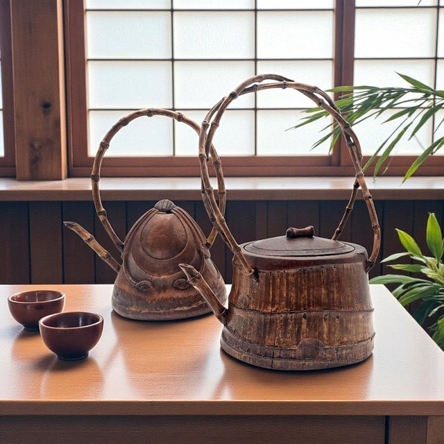 Pair of hand-carved Chinese scholar-style wooden tea caddies or decorative containers executed in organic seed-pod form...