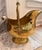 Large Brass Coal Scuttle / Fireplace Log Bucket With Lion Mask Mounts & Delft-Style Ceramic Handles - For Sale In Charleston - Image 6 of 9