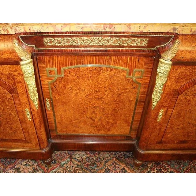 ​French Bronze Mounted Marble Top Inlaid Server Buffet Circa 1910 For Sale - Image 10 of 11