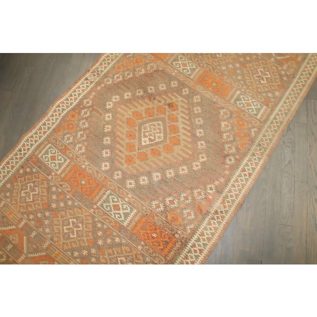 Mid 20th Century Mid 20th Century Zabihi Collection Turkish Kilim Runner - 3' x 13'4" For Sale - Image 5 of 12