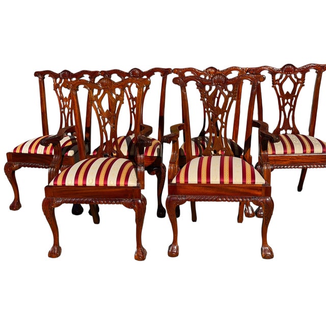 Early 20th Century English Chippendale Style Carved Mahogany Ball & Claw Dining Chairs- Set of 8 For Sale - Image 5 of 7