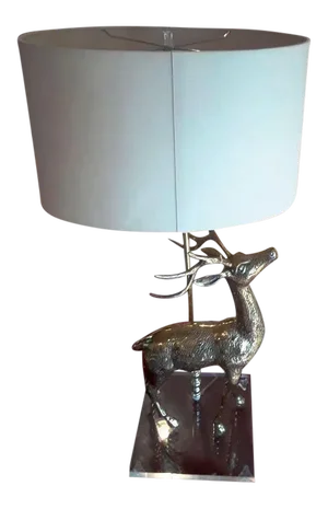 1970s Brass Deer Sculpture Table Lamp on Lucite Base