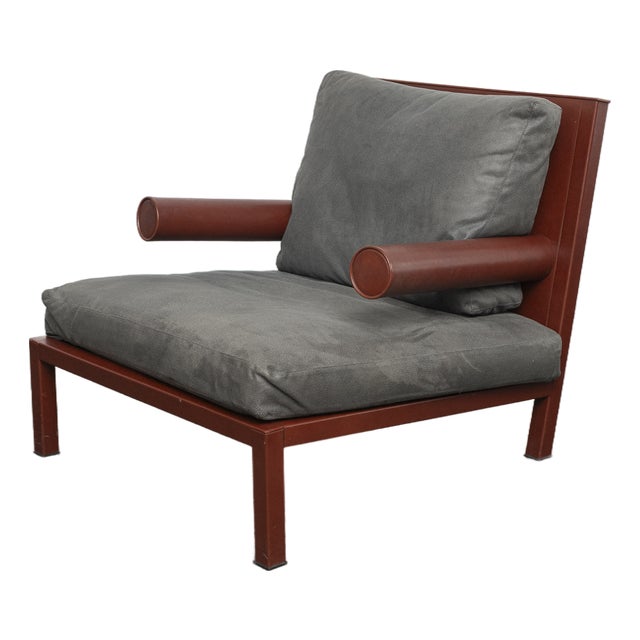 Baisity Nubuck Leather Lounge Chair by Antonio Citterio for B&B Italy, 1980s For Sale