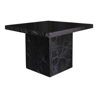 Postmodern Black Marble Stone Accent Table For Sale