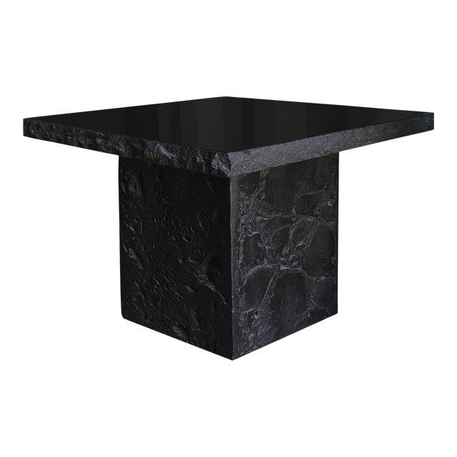 Postmodern Black Marble Stone Accent Table For Sale