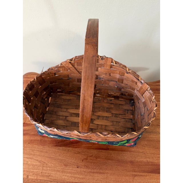 Brown Vintage Hand-Painted Strawberry Gathering Basket For Sale - Image 8 of 9
