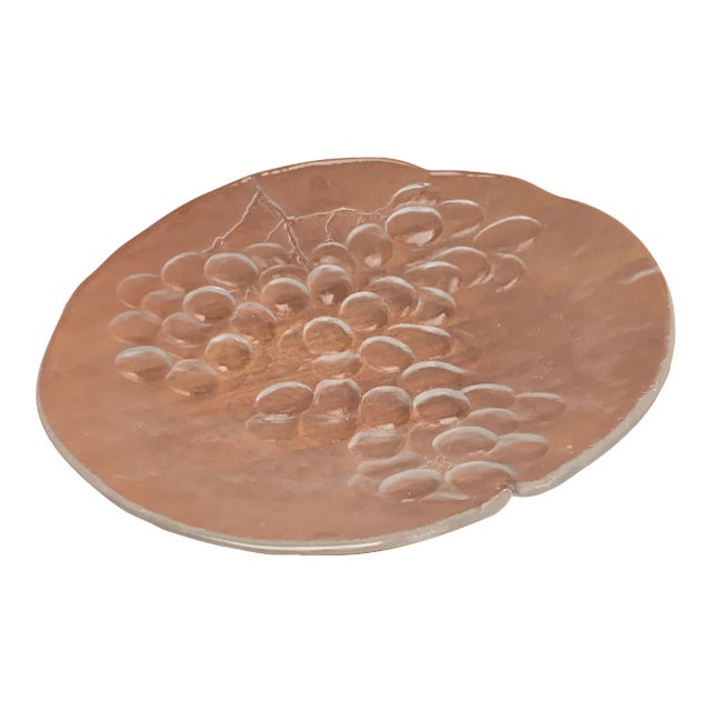 Vintage Swedish Glass Plate with Grape Decoration by Ann Wärff for Kosta Boda For Sale