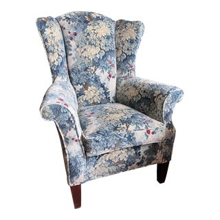 Scalamandre Marly Cut Velvet Upholstery Wingback Chair and Matching Cushions For Sale