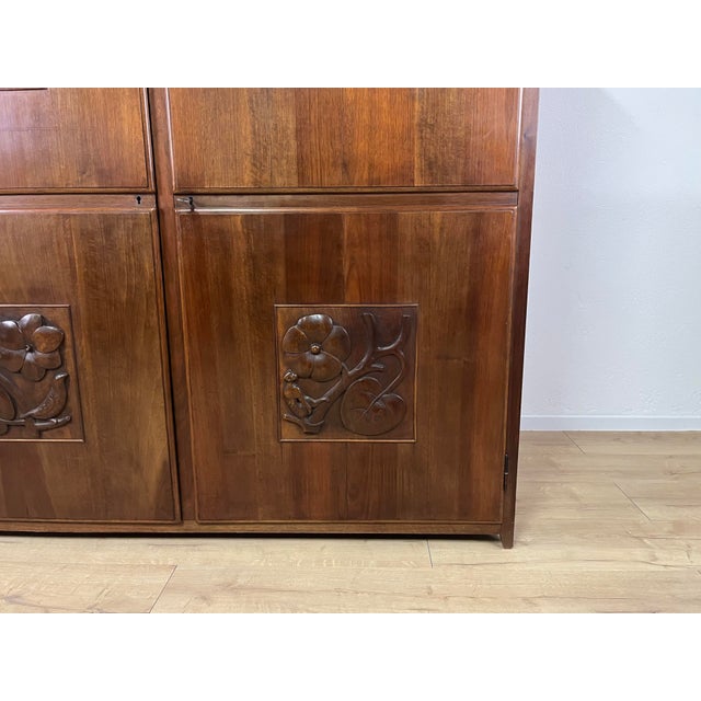 Vintage Inlaid Wood Pantry Cabinet, 1950s For Sale - Image 3 of 9
