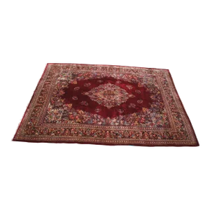 Vintage Indo-Tabriz Hand Knotted Floral Medallion Wool Area Rug Carpet 10' X 14'
