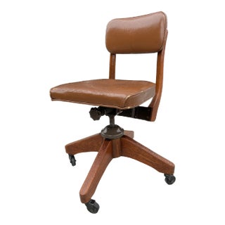 Early 20th Century Gunlocke Style Swivel-Tilt Desk Chair From B. L. Marble Chair Co. For Sale