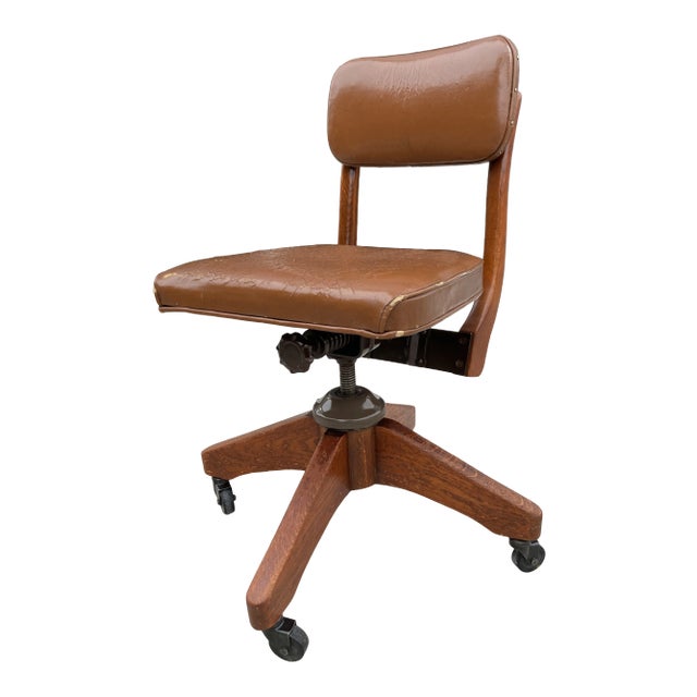 Early 20th Century Gunlocke Style Swivel-Tilt Desk Chair From B. L. Marble Chair Co. For Sale