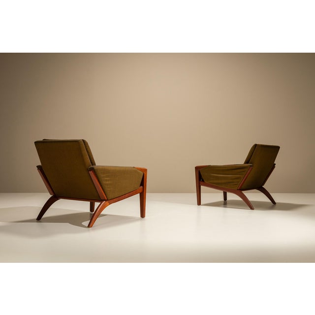 Vintage Danish Lounge Chairs in Olive Green, 1960s, Set of 2 For Sale - Image 6 of 16