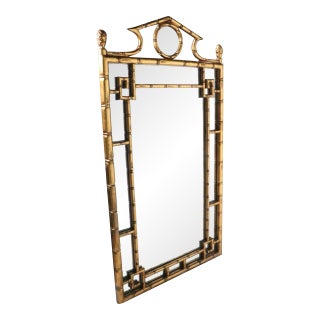 Hollywood Regency Style Faux Bamboo Mirror C. 1970's For Sale