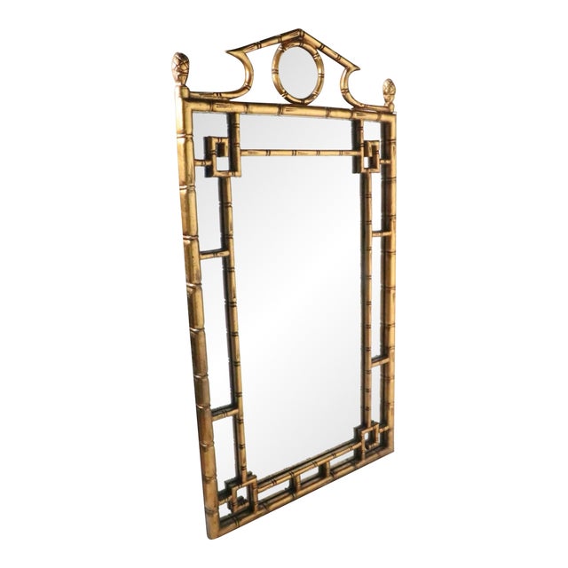 Hollywood Regency Style Faux Bamboo Mirror C. 1970's For Sale