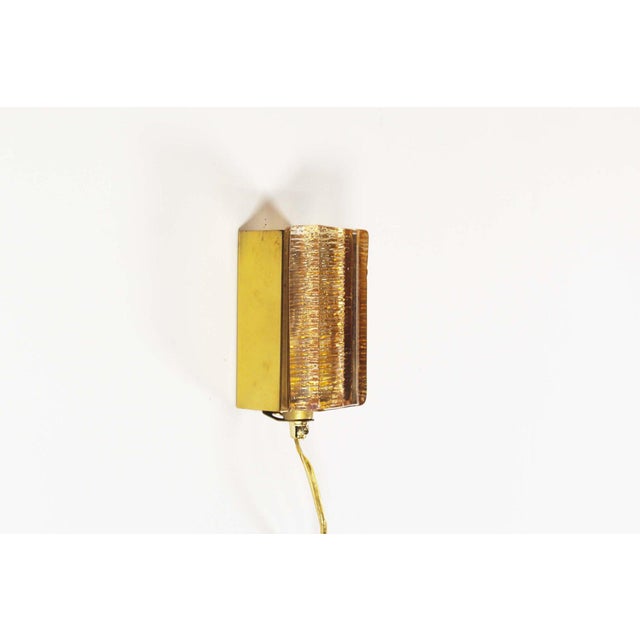 Brass & Amber Glass Glass Wall Lights by Vitrika Model Atlactic, 1970s For Sale - Image 9 of 9