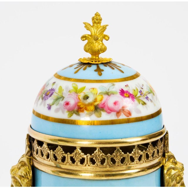 French Duck Egg Blue Sevres Urns, 19th Century, Set of 2 For Sale - Image 12 of 18