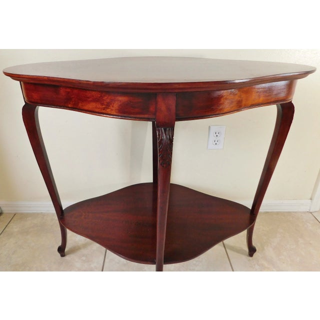 Large Antique Early 1900s Queen Anne Flame Mahogany Wood Accent Center Table For Sale - Image 11 of 12