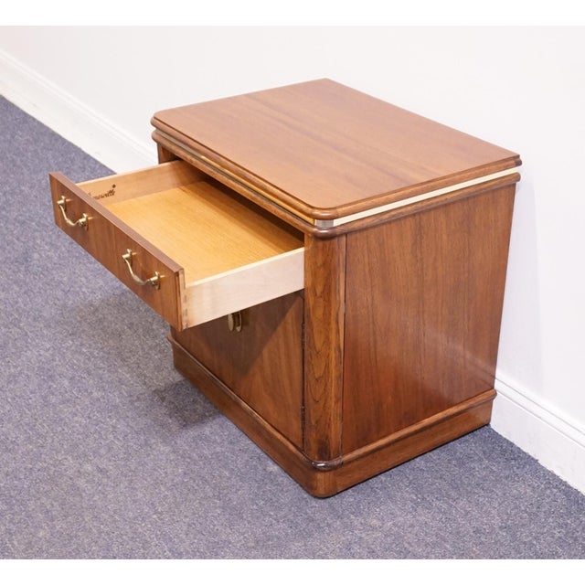 Brown Thomasville Furniture Agenda Collection Solid Walnut MCM Mid Century Modern 25" Cabinet Nightstand 23411-820 For Sale - Image 8 of 14