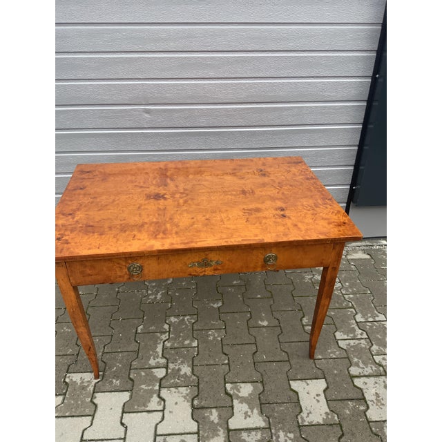 Brown Antique Biedermeier Desk in Birch, 1830 For Sale - Image 8 of 17