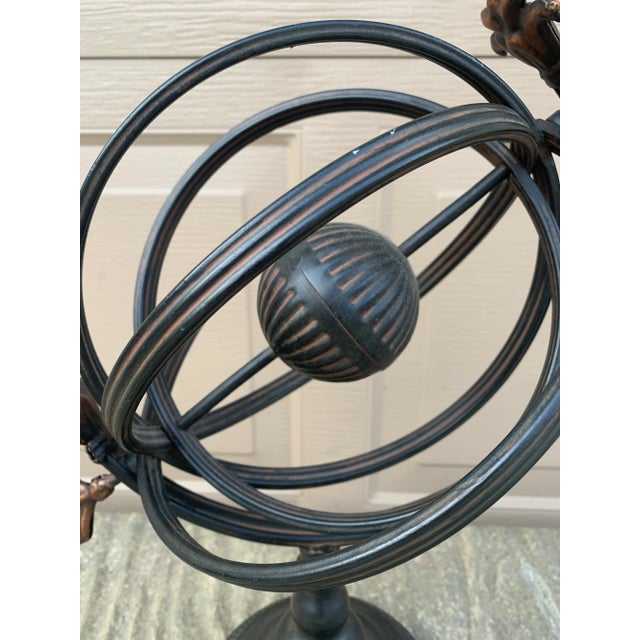 Late 20th Century Vintage Iron Armillary Sphere Sundial Garden Ornament, English Estate Outdoor Decor For Sale - Image 5 of 10