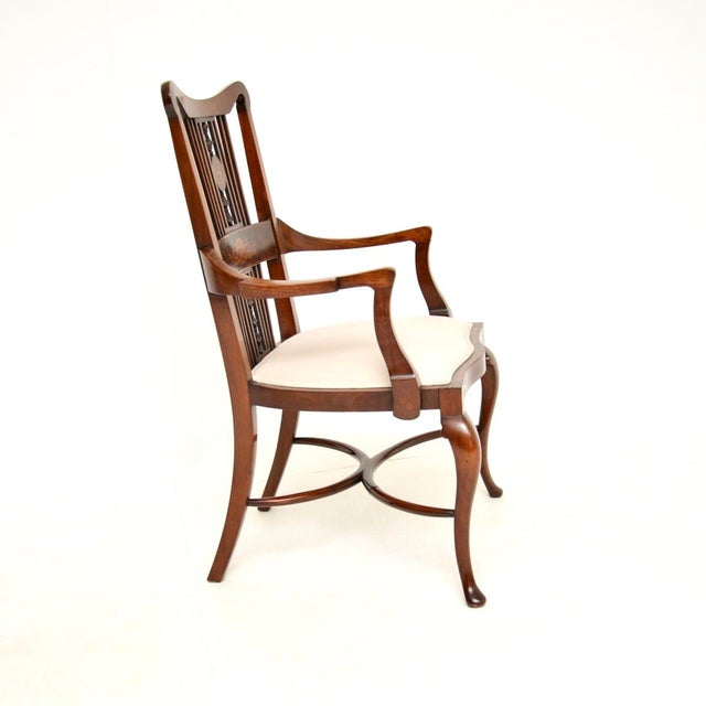 Antique Edwardian Armchair in Satin Wood, 1900s For Sale - Image 3 of 11