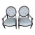 Vintage Louis XVI Style Medallion Back Armchairs Newly Reupholstered - Pair For Sale