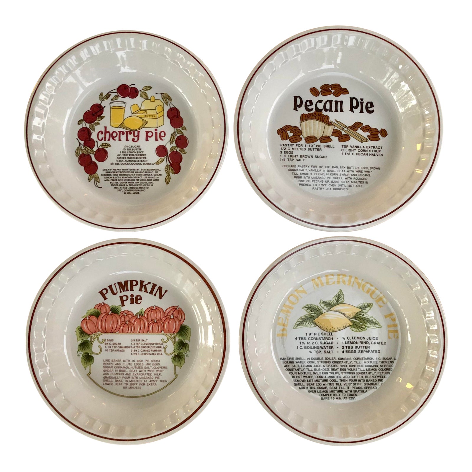 Vintage MidCentury Recipe Pie Plates Set of 4 Chairish