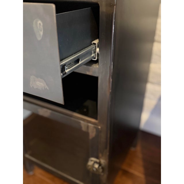 Metal Pair of Industrial Style Black Steel Night Stands For Sale - Image 7 of 11