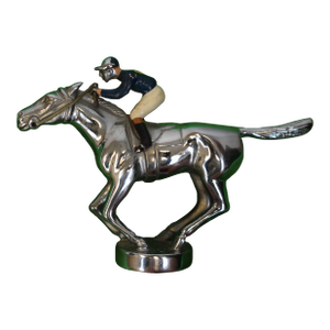 Lejeune Made in England Chrome W/ Jockey/ Racehorse Car Mascot