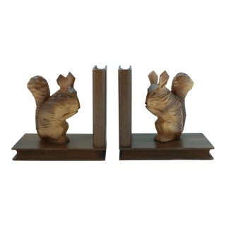 1940's Wood Squirrel Bookends - a Pair For Sale