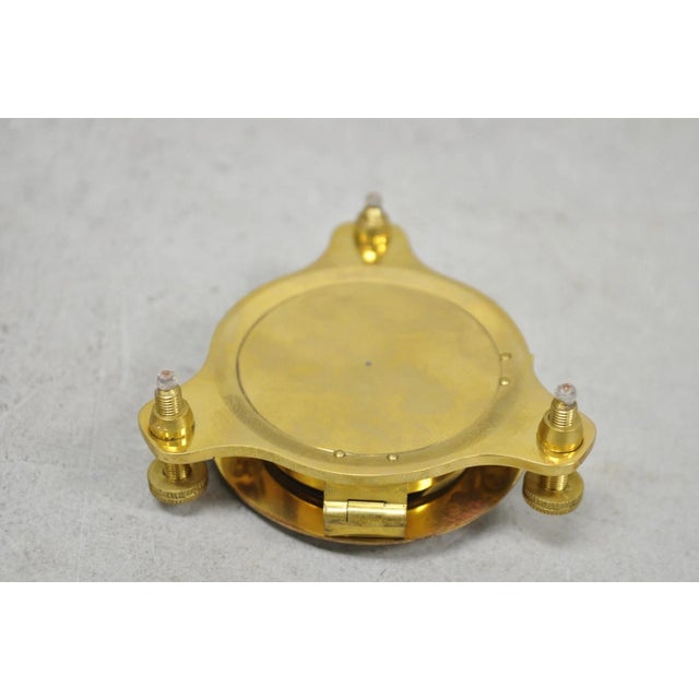 Vintage English Campaign Brass Round Sundial Compass With Small Rosewood Box For Sale - Image 16 of 18