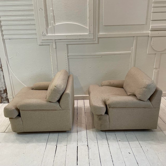 Directional 1980s Vintage Directional Club Chairs Down Filled With Ottomans - 4 Pieces For Sale - Image 4 of 12