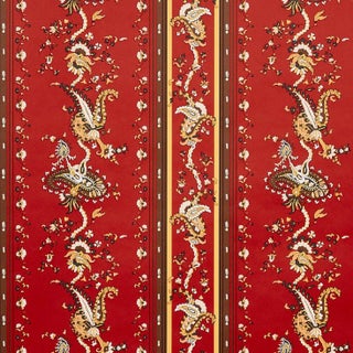 Sample - Schumacher Elena Paisley Stripe Wallpaper in Pompeii For Sale